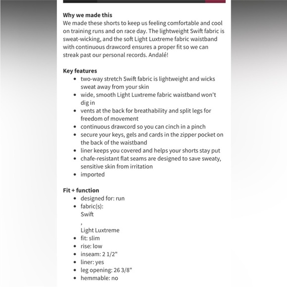 Lululemon Run: Speed Short 2.5”,*LR, 2-Way Stretch, Size 4 - Picture 10 of 10